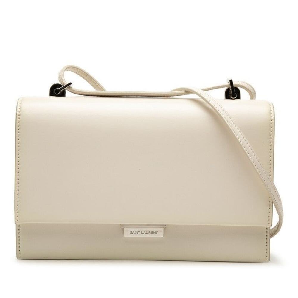 Saint Laurent Leather Flap Shoulder Bag White